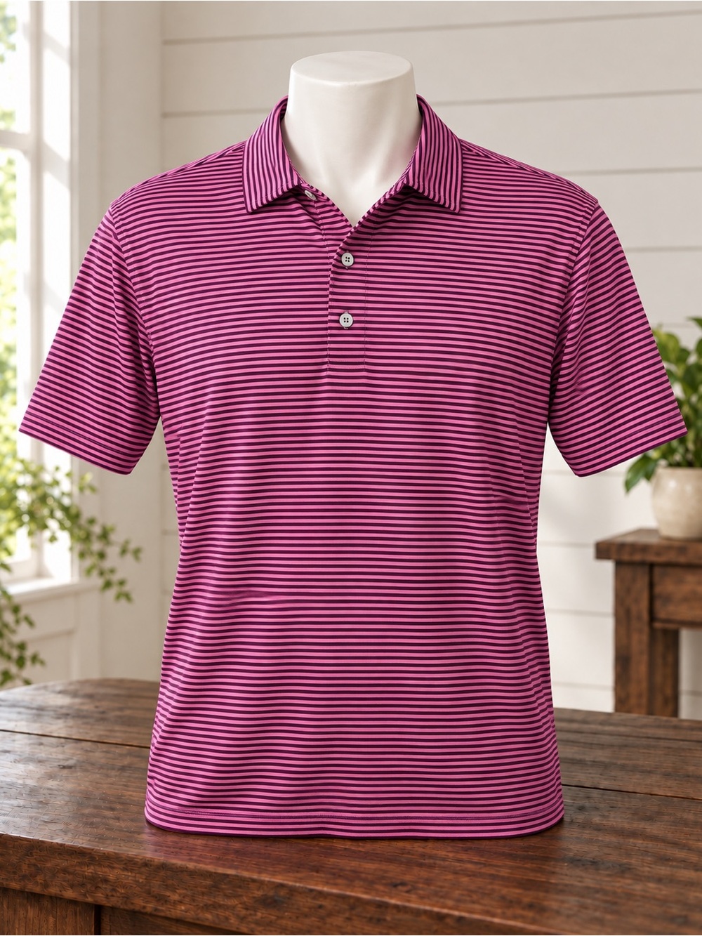 FootJoy Striped Polo in Pink & Black 2XL Like New